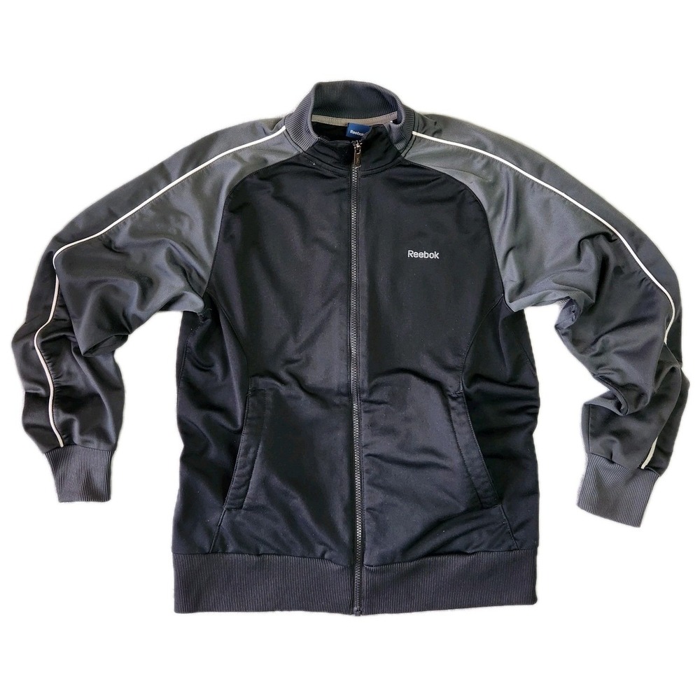 Reebok Mens‎ M Track Jacket Full Zip Black Athletic Activewear Athleisure Gym